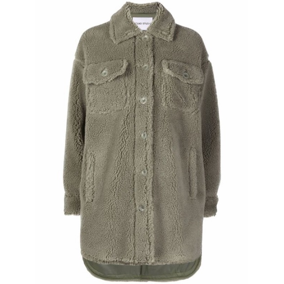 Stand Studio Sabi faux fur teddy sherpa jacket sage green - Picture 5 of 13